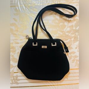 The Sak Women's Top Zip Scuba Crossbody Shoulder Bag Solid Black Casual nylon